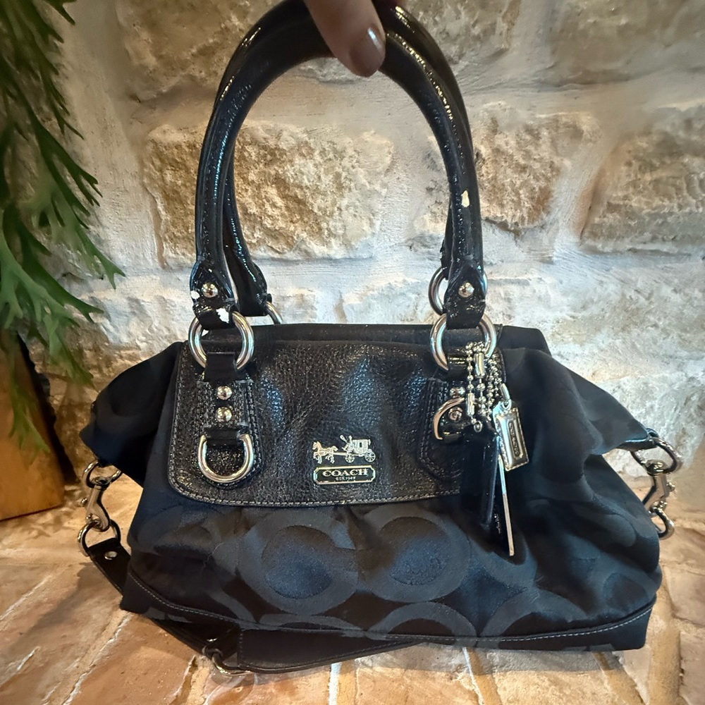 Coach Black Leather and Fabric Satchel - Picture 2 of 5